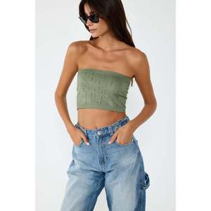Stone Embellished Seamless Strapless Crop <b>Top</b> - Product Image 2