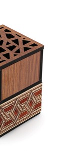 Quemador de Incienso de Madera Artesanal con Incrustaciones de Latón, Laterales Tallados con Patrón Geométrico en Zigzag, para Uso en el Hogar del Golfo - Product Image 5