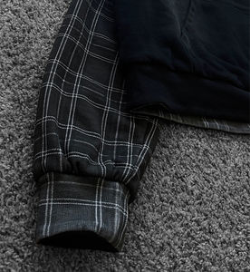 Sweat à capuche boxy pour homme en coton 100% personnalisé OEM, lourd pour l'hiver, lavage à l'acide, imprimé à carreaux réversible, design en molleton français 500 GSM - Product Image 4