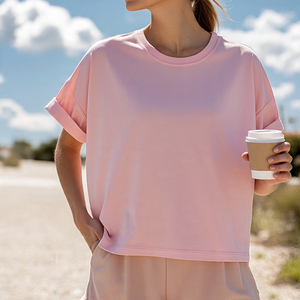 T-shirt d'entraînement de gymnastique pour femmes haut léger athlétique à manches courtes chemises courtes femmes décontracté Muscle Fit Crop t-shirts dames - Product Image 6