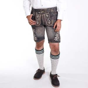 Pantalones cortos de cuero bávaro Lederhosen auténticos, ropa de fiesta alemana tradicional personalizada para hombres con bordado - Product Image 2