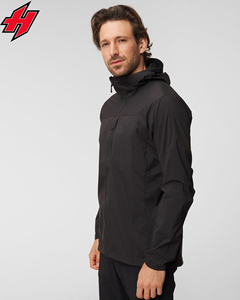 Chaqueta para correr Softshell fina con logotipo personalizado para hombre 2024 con capucha impermeable con cremallera rompevientos formal para deportes al aire libre - Product Image 4