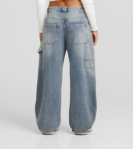 Nuevos y Elegantes Jeans Cargo de Mezclilla para Mujer, Personalizables, Ecológicos, Transpirables, de Corte Holgado, Tallas Grandes, Estilo Urbano, Pierna Ancha, Pantalones Largos - Product Image 3