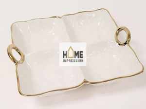 Plateaux de service en métal de luxe blanc et or, plateaux de luxe en mélamine - Product Image 4