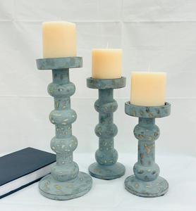 Wood Candle Holders <b>for</b> Pillar Candles Black Farmhouse Candle Holder <b>for</b> <b>Fireplace</b> Decor Set of 3 - Product Image 1