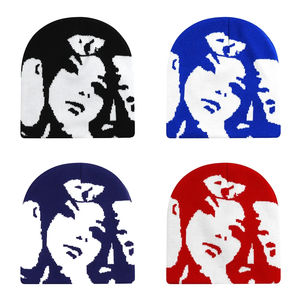 Gorro de Punto Unisex Personalizado Estilo Y2K Hip Hop |   Gorro de Invierno Cálido con Diseño de Cara Tejida, Estilo de Baile Urbano - Product Image 6