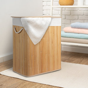 ตะกร้าผ้าสองชั้นทำจากไม้ไผ่ธรรมชาติ DreamCraft พร้อมซับในสำหรับใส่เสื้อผ้าในห้องน้ำและห้องนอน ผลิตในเวียดนาม - Product Image 1