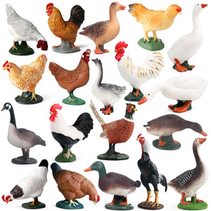 Figurines de volailles miniatures en PVC solide de haute qualité, réalistes, poulets, poules, cygnes, canards, oies, modèles d'animaux de ferme, jouets de cour de ferme - Product Image 1