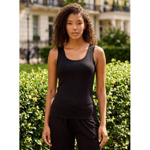 Camiseta sin mangas de punto transpirable para mujer, cuello redondo, anti-bolitas, estilo crop, para gimnasio, yoga, uso casual, OEM - Product Image 1