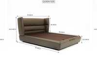 Nouveau cadre de lit en cuir véritable bronze durable, écologique et luxueux New Vision |   Lit king size moderne rembourré à poser au sol pour intérieur