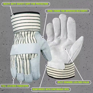 Guantes de trabajo de seguridad para las manos Guantes de trabajo de construcción industrial impermeables Guantes de jardinería de cuero dividido de vaca - Product Image 4