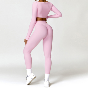 Conjunto personalizado de ropa deportiva para mujer camiseta sin mangas y mallas ropa de fitness conjunto de entrenamiento de dos piezas OEM Gymwear Stretch Fit - Product Image 4