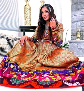 Ropa étnica afgana tradicional de Salwar Kameez de seda elegante afgana tradicional para mujer personalizada del fabricante a la venta-611 - Product Image 5