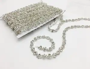 Silver Plated Crystal Water Diamond Chain Wedding Clothing Accessories Trimming S-shaped Diamond Chain