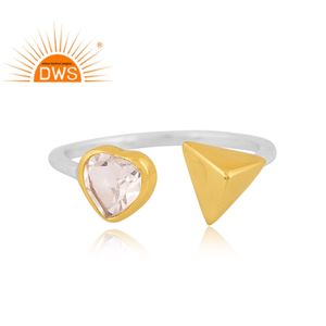 Dernières tendances en argent sterling fin cristal naturel Quartz pierres précieuses bague réglable fabricant de bijoux personnalisés - Product Image 2