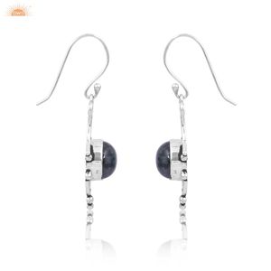 Boucles d'oreilles pendantes de forme ronde en agate de mousse véritable Boucles d'oreilles Boho faites à la main Cadeau pour femme - Product Image 3