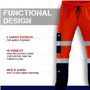 กางเกงทำงานผ้าโพลีเอสเตอร์คุณภาพสูงสำหรับผู้ชายกางเกงลำลองสะท้อนแสงมองเห็นได้ชัดเจนปรับแต่งโลโก้และกระเป๋าสินค้าได้ - Product Image 3