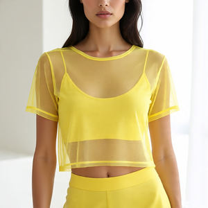 Camisetas transparentes para mujer, camisetas transparentes sexis para mujer, camisetas transparentes de malla transparente para mujer - Product Image 5