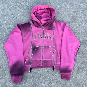 Survêtement vintage personnalisé pour homme, 3 fermetures éclair, délavé soleil, effet délavé à l'huile, streetwear avec strass et sérigraphie - Product Image 5