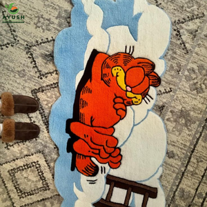 Alfombra de Lana con Diseño de Garfield, Alfombra de Lana Suave y Afelpada Hecha a Mano para Dormitorio Infantil, Guardería, Sala de Juegos y Pisos Aptos para Mascotas - Product Image 2