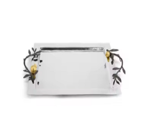 Plateaux de service en aluminium de haute qualité avec poignées et plateau de service personnalisé de finition or/argent (lot de 3) - Product Image 2