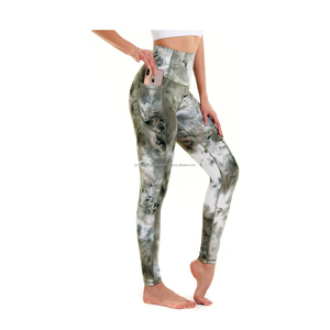 Women's High Waist Breathable XL Yoga Pants Scrunch Pockets Tummy Control Workout Running <b>Leggings</b> Printed Pattern <b>Mesh</b> ODM - Product Image 1