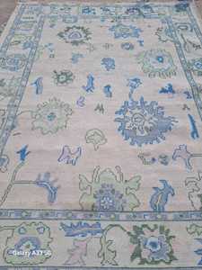 พรมผ้าฝ้ายถักด้วยมือแบบโบราณพรมปูพื้นต่ำซักได้เป็นมิตรกับสัตว์เลี้ยงสีฟ้าสำหรับห้องนั่งเล่นสวดมนต์ - Product Image 6