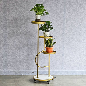 Sturdy Iron Plant <b>Stand</b> with Stone Base 48x39x109cm for Indoor Decor and Flower <b>Pots</b> Living Room Use - Product Image 2