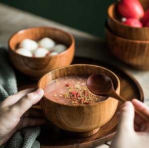 New Design Curved <b>Wooden</b> <b>Fruits</b> Salad Dough Serving Bowl for Home Kitchenware Tabletop Hotels Restaurant Wedding Gift Wholesale - Product Image 6