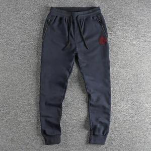 Automne hommes taille haute cordon pantalons de survêtement éponge tricoté broderie Sport décontracté mince jeunesse pantalon taille élastique imprimé - Product Image 4