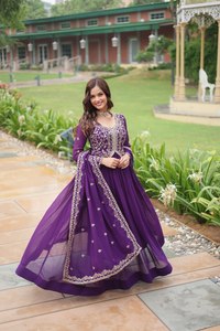 Beautiful Designer <b>Women</b> Gown with Heavy Dupatta, Long Indian Gown <b>for</b> Function, Pakistani Designer <b>Kurti</b>. - Product Image 4