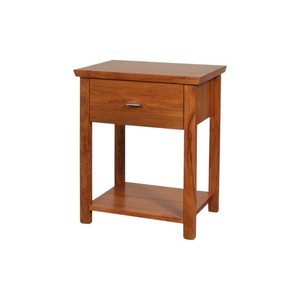 Chevet simple 1 tiroir meubles en bois de teck naturel - Product Image 1