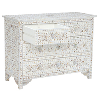 Commode en bois massif faite à la main avec incrustation de nacre, meuble de salon traditionnel antique, 4 tiroirs, mobilier de maison