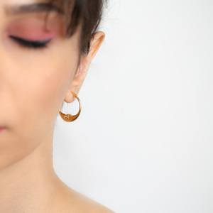 Pendientes de aro Vintage chapados en oro de 22 quilates con diseño de luna creciente, hechos a mano, elegantes, venta al por mayor, joyería de plata de ley 925 - Product Image 3