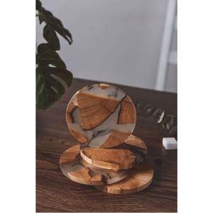 Ensemble de 4 sous-verres en résine de conception standard fabriquée à la main pour la décoration de table de dîner de restaurants et d'hôtels plats - Product Image 3
