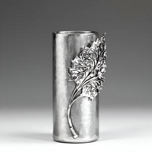 Elegante jarrón de hoja plateada, diseño Floral artístico moderno, cilindro de acero inoxidable, pieza de Metal en relieve decorativa para el hogar y la Oficina - Product Image 4