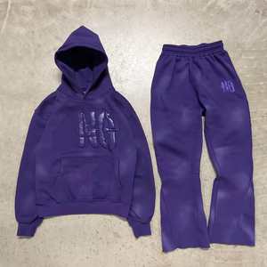 Streetwear vintage avec logo imprimé personnalisé, survêtement slim en polaire technique, ensemble survêtement et sweat à capuche pour homme - Product Image 1