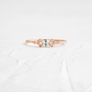 East West Marquise Cut Moissanite Anillo de compromiso Diseño de racimo de moda 14K Oro amarillo GRA Certificado VVS Claridad - Product Image 2