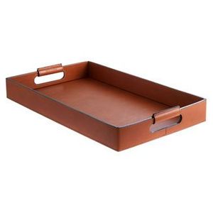 Plateau moderne en similicuir avec bords et poignées fonctionnels pour une utilisation esthétique sur table ou des besoins de service décontractés - Product Image 3