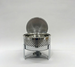 Nouveauté : Casserole de service moderne en acier inoxydable poli, écologique, avec couvercle et support - Product Image 4