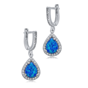 Poire Cut Bleu Opale Pierre CZ Conception En Gros À La Main Turc 925 En Argent Sterling Boucles D'oreilles pour Les Femmes - Product Image 3