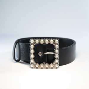 Cinturón de Mujer con Hebilla Cuadrada de Perlas y Material de Aleación - Product Image 2