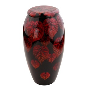 Urnas de cremación para adultos de latón de alta calidad con pegatina negra roja, urnas funerarias de Metal acabadas para cenizas humanas - Product Image 1