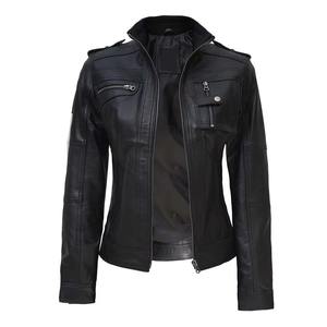Chaqueta de Cuero para Mujer, Diseño Clásico, Nueva, de Lona Genuina, Transpirable, Otoño-Invierno, Tejida, de Alta Calidad, Personalizable, en Venta - Product Image 1