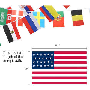 33Ft, 32 Countries Flags 11.8"x7.8", International Bunting Pennant Banner with Vivid Color and <b>String</b>, World Party Decoration - Product Image 6