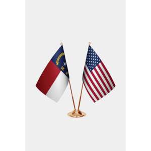 Custom North Carolina & U.S. Desk <b>Flag</b> Set Satin Plastic Polyester Silk with Aluminum <b>Pole</b> <b>for</b> Education - Product Image 2