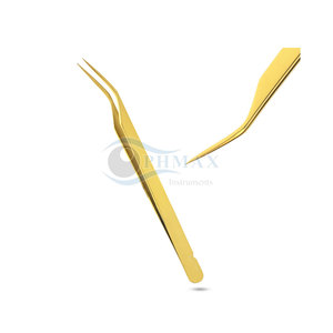 Pinzas de extensión de pestañas recubiertas de oro, herramienta de belleza antiestática de acero inoxidable, pinzas de pestañas recubiertas de oro de alta calidad - Product Image 1