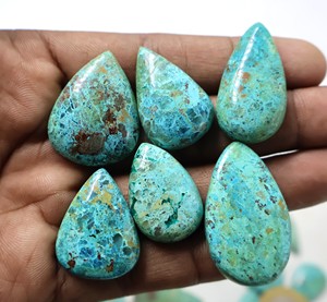 2025 Wholesale Natural Chrysocolla Cabochons Mixed Shape and Size BK Oval Cut Gemstone Lot for Jewelry Making from Jaipur - Product Image 1