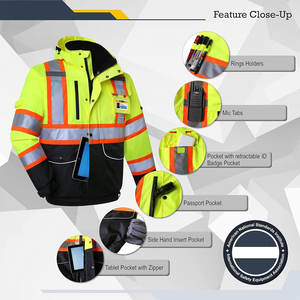 Men Outdoor Hi Vis Working <b>Jackets</b> for Men's Safety High Visibility Reflective Waterproof Safety Working Men's <b>Jackets</b> - Product Image 5