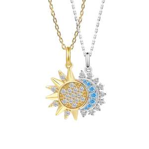 Ensemble de colliers d'amitié soleil et lune en argent sterling Jeulia avec zircon plaqué or - Product Image 2